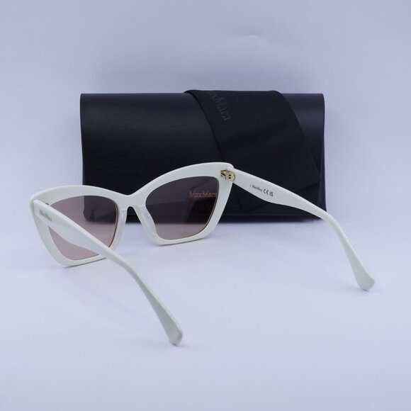 MaxMara LOGO14 MM0063 21G Cat Eye Sunglasses - White/Brown Mirror - Picture 6 of 11